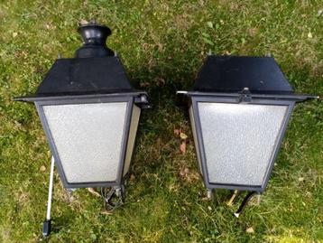 Grote metalen lantaarn (50cm) tuin lamp 220V (opknapper) beschikbaar voor biedingen