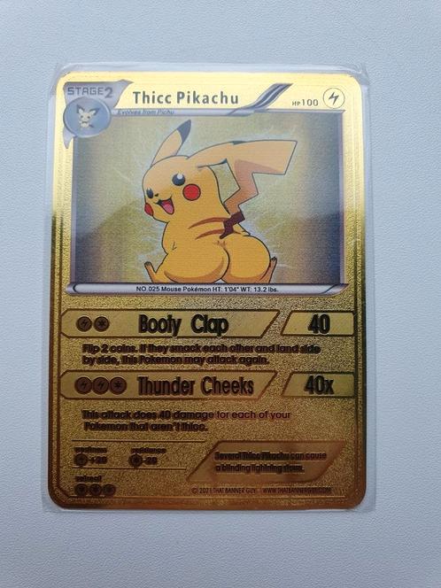Thicc Pikachu Metalen Pokemon kaart gold grappig funny Metal, Hobby en Vrije tijd, Verzamelkaartspellen | Pokémon, Nieuw, Losse kaart
