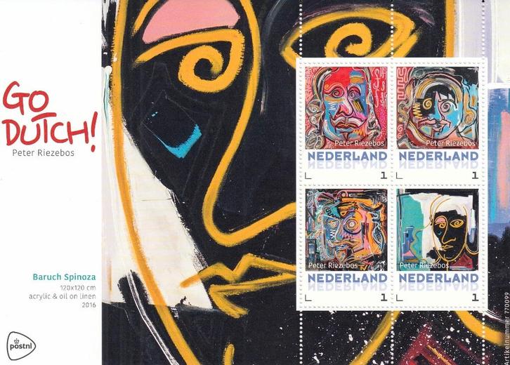 Nederland- 2017- Kunst- Go Dutch- 4- Riezebos- Spinoza- P, Postzegels en Munten, Postzegels | Nederland, Postfris, Na 1940, Verzenden