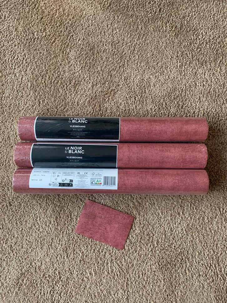 Vliesbehang - 3 rollen - Terra kleur, Huis en Inrichting, Stoffering | Behang, Rood, Ophalen of Verzenden