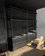 Blauwstalen kast met schuifdeuren en legplanken  €500,-, Ophalen, 200 cm of meer, Zo goed als nieuw, Metaal