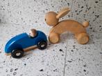 Houten auto en Konijn op wielen, prijs per stuk, Nieuwstaat!, Ophalen of Verzenden, Zo goed als nieuw
