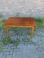 Deense ‘60 vintage design afgeronde uitschuifbare eettafel, Huis en Inrichting, Ophalen, Rechthoekig, 50 tot 100 cm