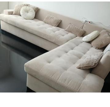 Japandi bank /hoekbank beige met knopen . beschikbaar voor biedingen