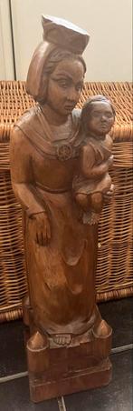 Maria met haar zoon ,uit hout gesneden,gesigneerd 60 cm hoog, Antiek en Kunst, Ophalen of Verzenden