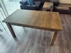 Uitschuifbare eetkamertafel, Huis en Inrichting, Tafels | Eettafels, Ophalen, Strak. Kleur: grijs eiken, Gebruikt, 50 tot 100 cm