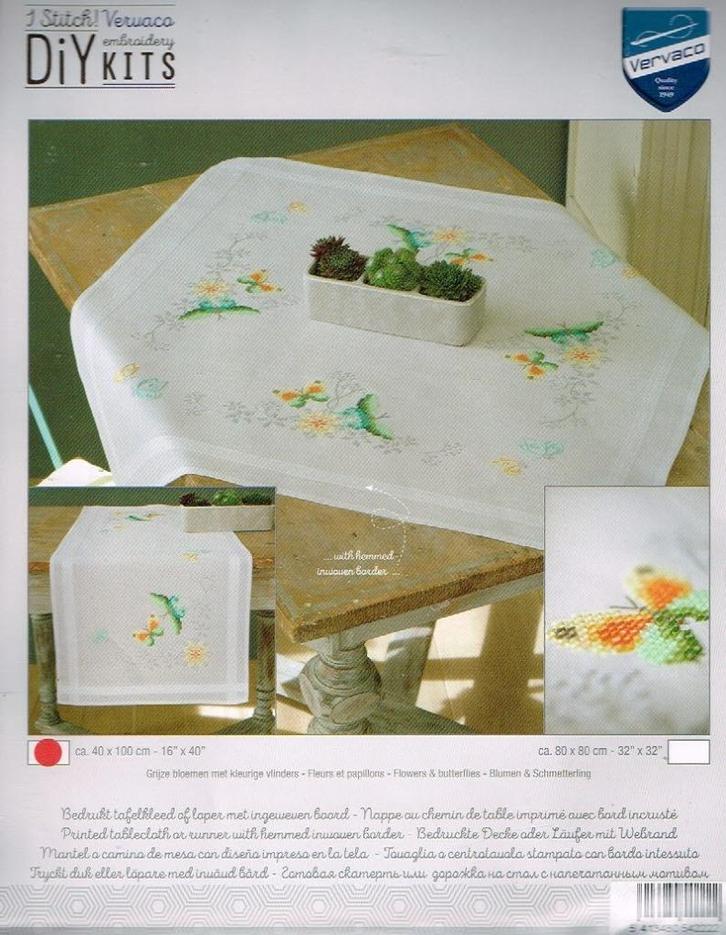 Cado vervaco borduurpakket loper, bloemen en vlinders, Hobby en Vrije tijd, Borduren en Borduurmachines, Nieuw, Borduurpakket