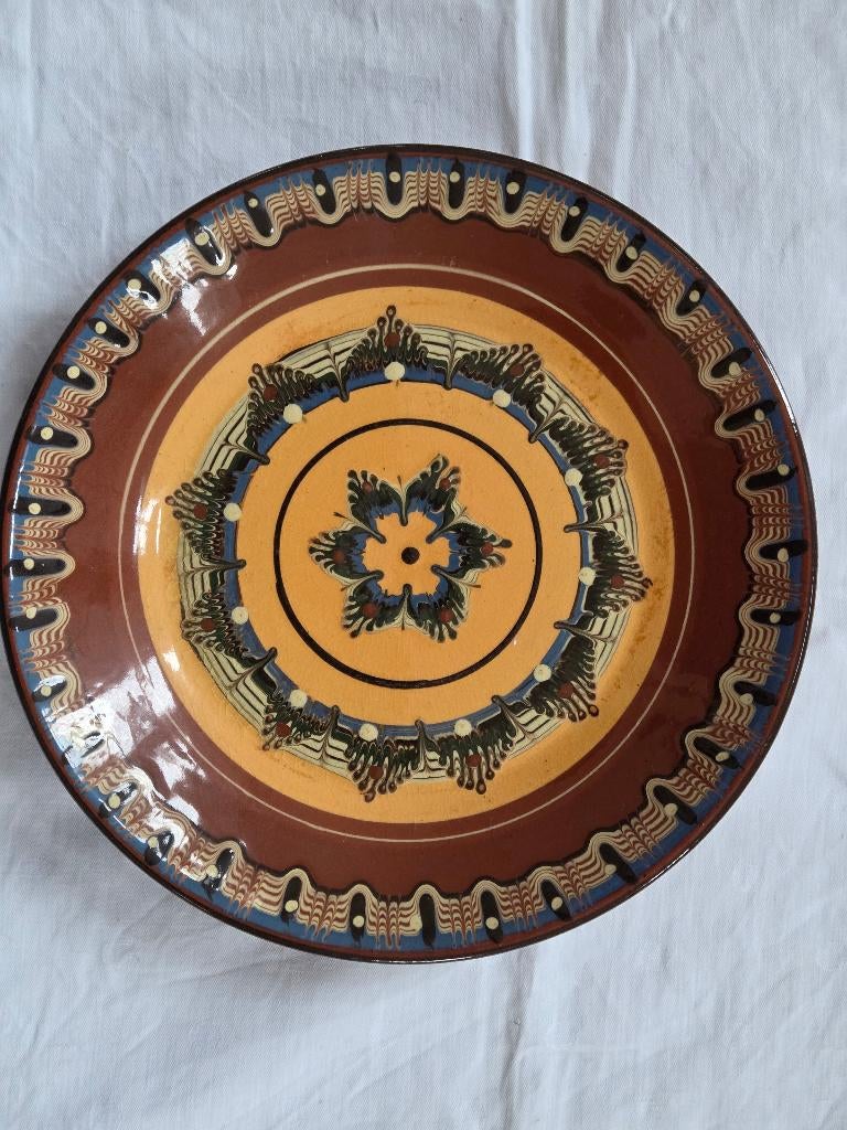 Hongaars wandbord boerenkeramiek (volkskunst) glazuur 1970, Antiek en Kunst, Ophalen of Verzenden