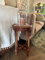 Bijzettafel rond handmade onyx marmer vintage, Ophalen, Rond, Hout, Minder dan 55 cm