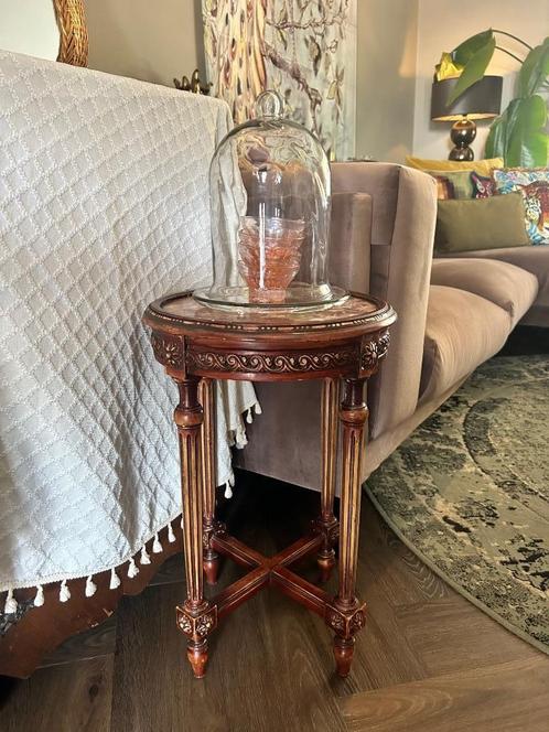 Bijzettafel rond handmade onyx marmer vintage, Huis en Inrichting, Tafels | Bijzettafels, Rond, Minder dan 55 cm, Hout, Ophalen