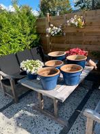 6 geglazuurde bloempotten ., Tuin en Terras, Bloempotten, Rond, Zo goed als nieuw, Aardewerk, Ophalen