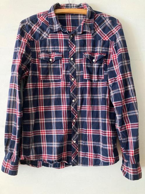 Stoer geruit bloesje (blauw/wit/rood), maat M/L, Kleding | Dames, Blouses en Tunieken, Gedragen, Maat 42/44 (L), Overige kleuren