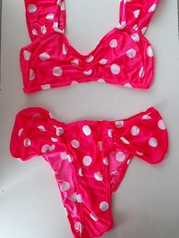 Roze polka dot bikini, maat 42 L beschikbaar voor biedingen