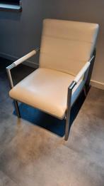 Witte leren fauteuil in nette staat, Ophalen, Gebruikt, Wit, Metaal