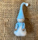 Vilt elfje houten hoofdje blauw 8cm, Ophalen of Verzenden, Zo goed als nieuw