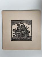 Houtsnede grafiek ‘driemaster’, Antiek en Kunst, Kunst | Etsen en Gravures, Ophalen of Verzenden