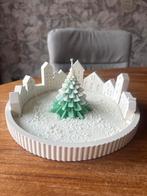 Kerstschaal met huisjes en kerstboom kaars, Ophalen, Overige materialen, Wit, Nieuw