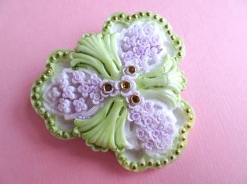 jwg Vintage 60s 70s Art Nouveau stl broche groen paars bloem beschikbaar voor biedingen