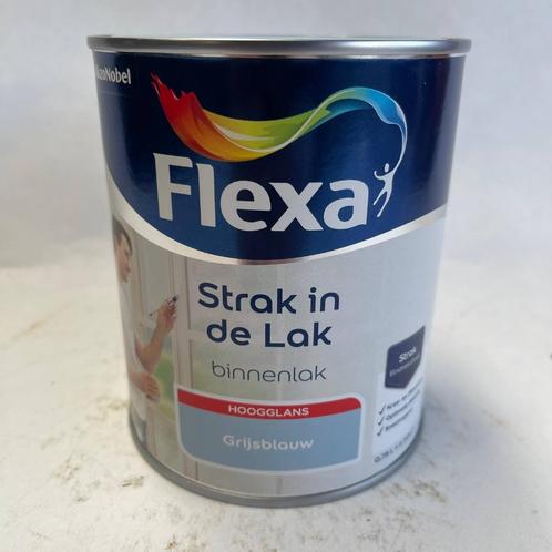 Flexa Strak in de Lak Verf Grijsblauw Blauw Hoogglans 750ml, Doe-het-zelf en Verbouw, Verf, Beits en Lak, Nieuw, Lak, Minder dan 5 liter