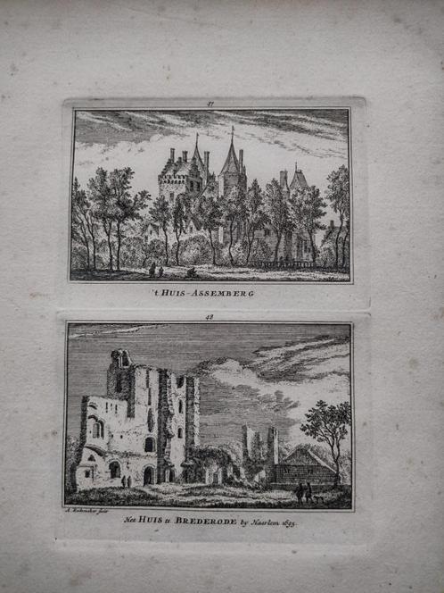 047/048 Heemskerk huis Assumburg en Brederode Gravure dl 3, Antiek en Kunst, Kunst | Etsen en Gravures, Ophalen of Verzenden