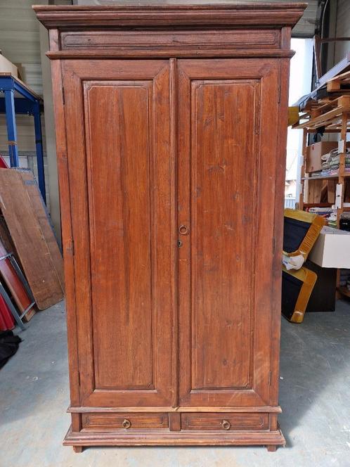 Zware teakhouten kasteelkast opbergkast boekenkast, Huis en Inrichting, Kasten | Buffetkasten, Zo goed als nieuw, 200 cm of meer
