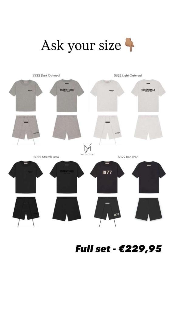 Essentials korte setten  beschikbaar!, Kleding | Heren, Overige Herenkleding, Nieuw, Ophalen of Verzenden