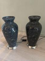 Twee sfeervolle craquelé tafellampen, Ophalen, Zo goed als nieuw, Glas, Minder dan 50 cm