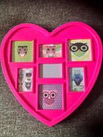 Roze hartvormige fotolijst met uilen, Ophalen of Verzenden, Gebruikt