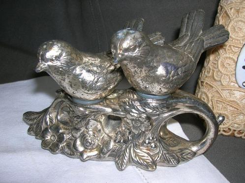 oud peper en zoutstel vogels op bloemtak zilverkl. metaal, Antiek en Kunst, Curiosa en Brocante, Ophalen of Verzenden
