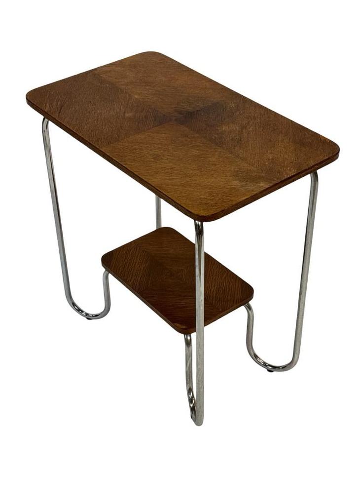 Vintage Art Deco / Bauhaus stijl bijzettafel sidetable 60's, Huis en Inrichting, Tafels | Sidetables, Gebruikt, 25 tot 50 cm, 50 tot 100 cm