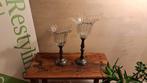 kandelaSet 2 Bloemvormige Glazen Kandelaars, Antiek en Kunst, Antiek | Kandelaars, Ophalen of Verzenden, Overige materialen