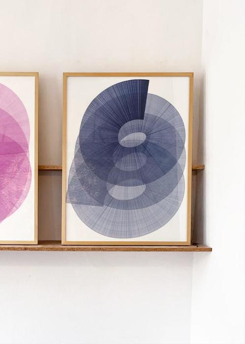 Thomas Trum – One Blue Looping Line, ingelijst, Antiek en Kunst, Kunst | Litho's en Zeefdrukken, Ophalen of Verzenden