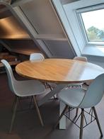 ronde eettafel met wit metalen gekruiste poot., Huis en Inrichting, Ophalen, Rond, Zo goed als nieuw, 100 tot 150 cm