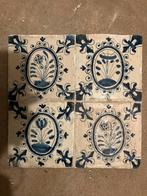 Antiek tegel tableau van bloemen 17de eeuw, Ophalen of Verzenden