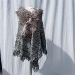 Leuke zwart witte poncho, nepbont kraag! Merk Milangela, Maat 38/40 (M), ., Ophalen of Verzenden, Zo goed als nieuw