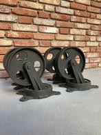 4 Industriële gietijzeren wielen – set nieuw en ongebruikt, Doe-het-zelf en Verbouw, Zwenkwielen, Ophalen, Nieuw