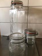 Glazen Voorraadpotten, w.o. Spaghetti, geraspte Kaas, Cocus., Ophalen, Gebruikt, Glas, Pot, Bus of Blik