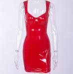 Rode leren jurk wetlook jurkje leer korte mini dames vrouwen, Maat 38/40 (M), Verzenden, Nieuw, Boven de knie