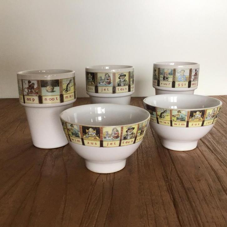 3x Beker mok 2x kom schaal Aap Noot Mies leesplank NIEUW, Huis en Inrichting, Keuken | Servies, Nieuw, Kom(men), Overige stijlen