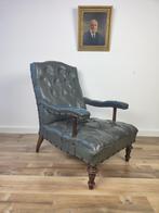 antiek lederen library chair fauteuil, Antiek en Kunst, Antiek | Meubels | Stoelen en Banken, Ophalen