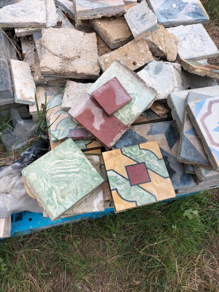 Antieke vintage jaren 50 cementtegels, Doe-het-zelf en Verbouw, Tegels, Zo goed als nieuw, Vloertegels, Keramiek, 20 tot 40 cm