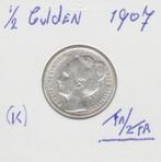 (K)  1/2 gulden 1907 fr/zfr, Wilhelmina., ½ gulden, Zilver, Koningin Wilhelmina, Ophalen of Verzenden
