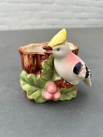 Antiek keramiek beeldje vogel op holle stam, Ophalen of Verzenden