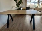 Deense design blankhouten eettafel met zwarte kruispoot, Huis en Inrichting, Tafels | Eettafels, Ophalen, Eikenhout, 50 tot 100 cm