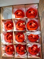 Vintage Rode Kerstballen Set van11, Overige materialen, Ophalen of Verzenden, Zo goed als nieuw, Kaars