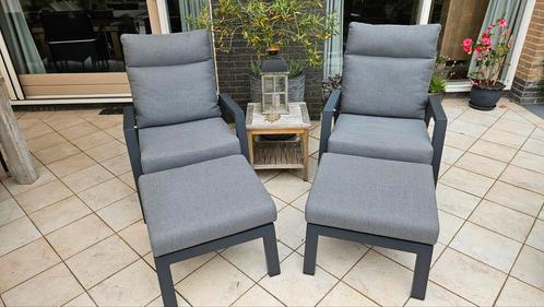 2x Vinci Mismo relaxstoel loungestoel met voetenbank+kussens, Tuin en Terras, Tuinstoelen, Zo goed als nieuw, Aluminium, Ophalen