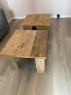 Steiger houten tafeltjes, Huis en Inrichting, Tafels | Salontafels, Ophalen, Vierkant, 50 tot 100 cm, Zo goed als nieuw