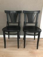Eetkamer stoelen cafe stoelen zwart twee stuks, Ophalen, Gebruikt, Zwart, Twee