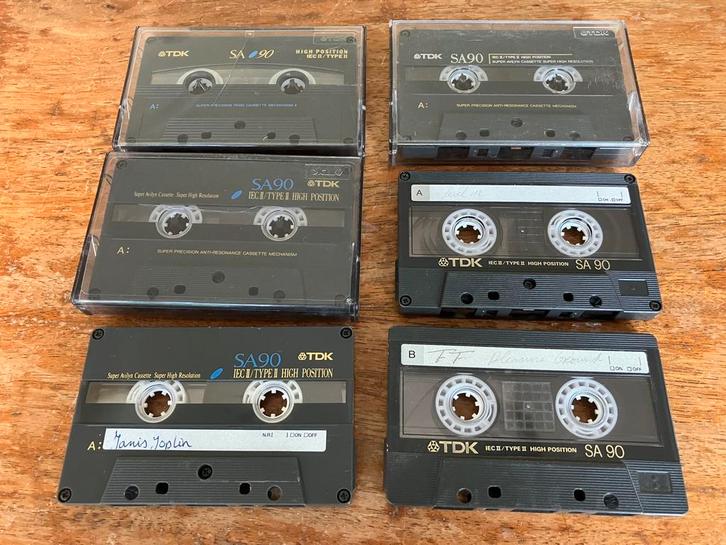 6x TDK SA90 gebruikt TDK SA 90 vanaf 1987 tot 2002, Cd's en Dvd's, Cassettebandjes, Gebruikt, Overige genres, 2 t/m 25 bandjes