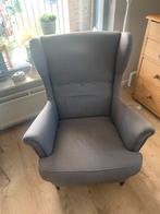 2x fauteuil stoel grijs, met één voetenbankje, Ophalen, Gebruikt, 75 tot 100 cm, 50 tot 75 cm